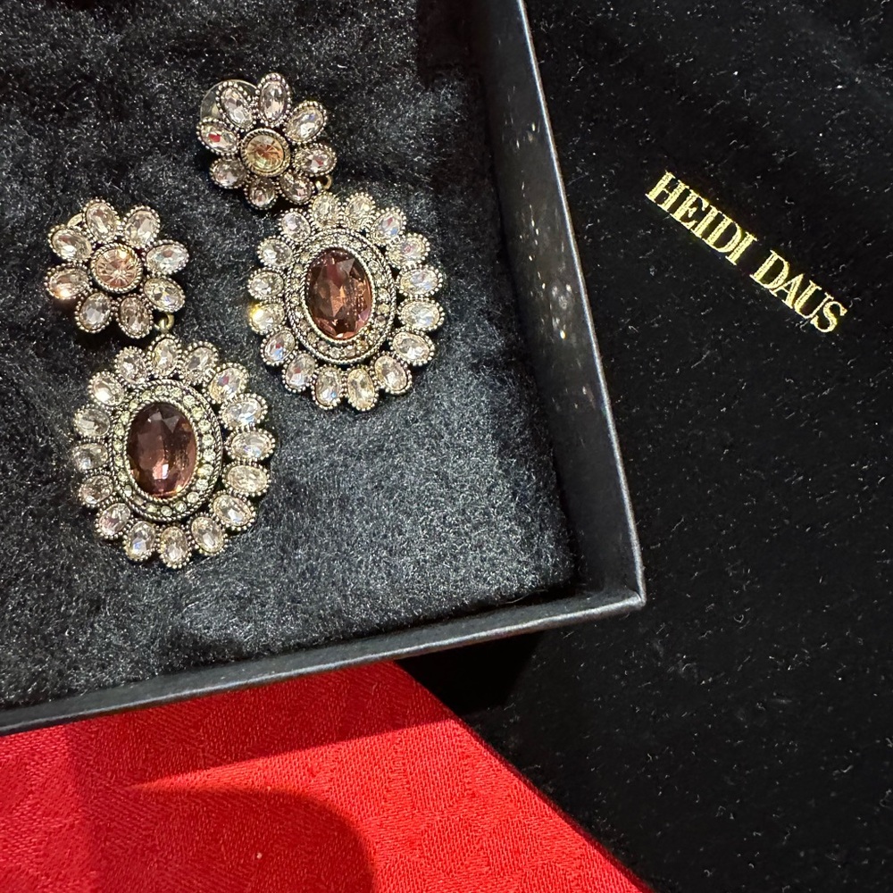 Designer Heidi Daus Dazzling Delight Brown Floral Earrings